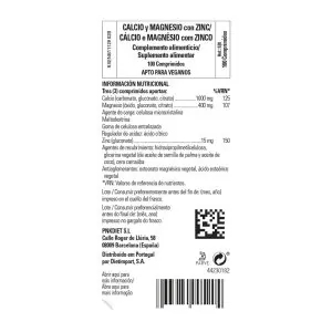 Calcio y Magnesio con Zinc – 100 Comprimidos