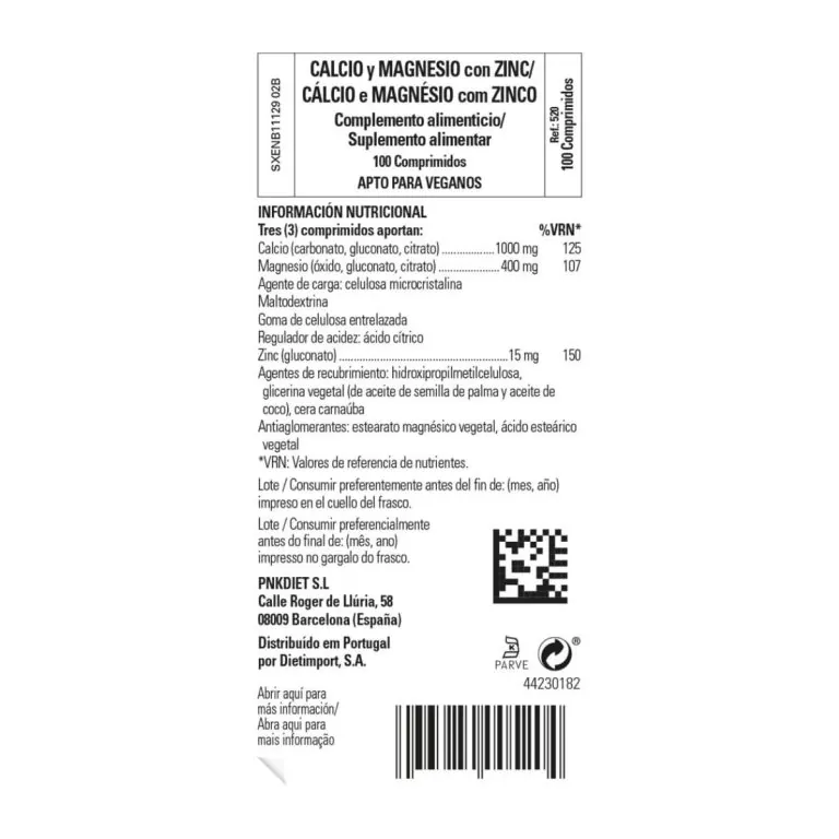 Calcio y Magnesio con Zinc – 100 Comprimidos