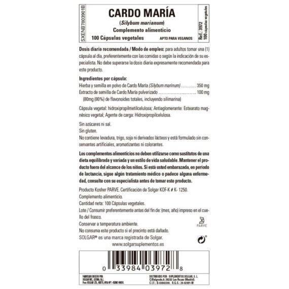 Cardo Mariano - 100 Cápsulas Veganas