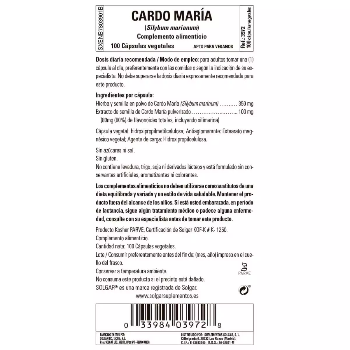 Cardo Mariano – 100 Cápsulas Veganas