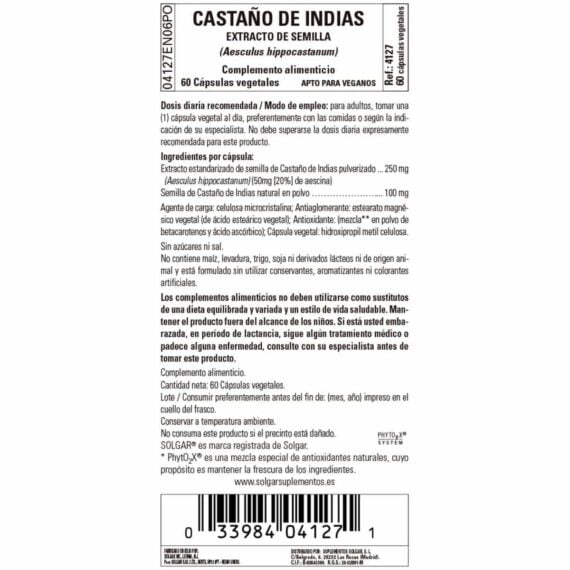 Castaño de Indias - Semilla - 60 Cápsulas Veganas