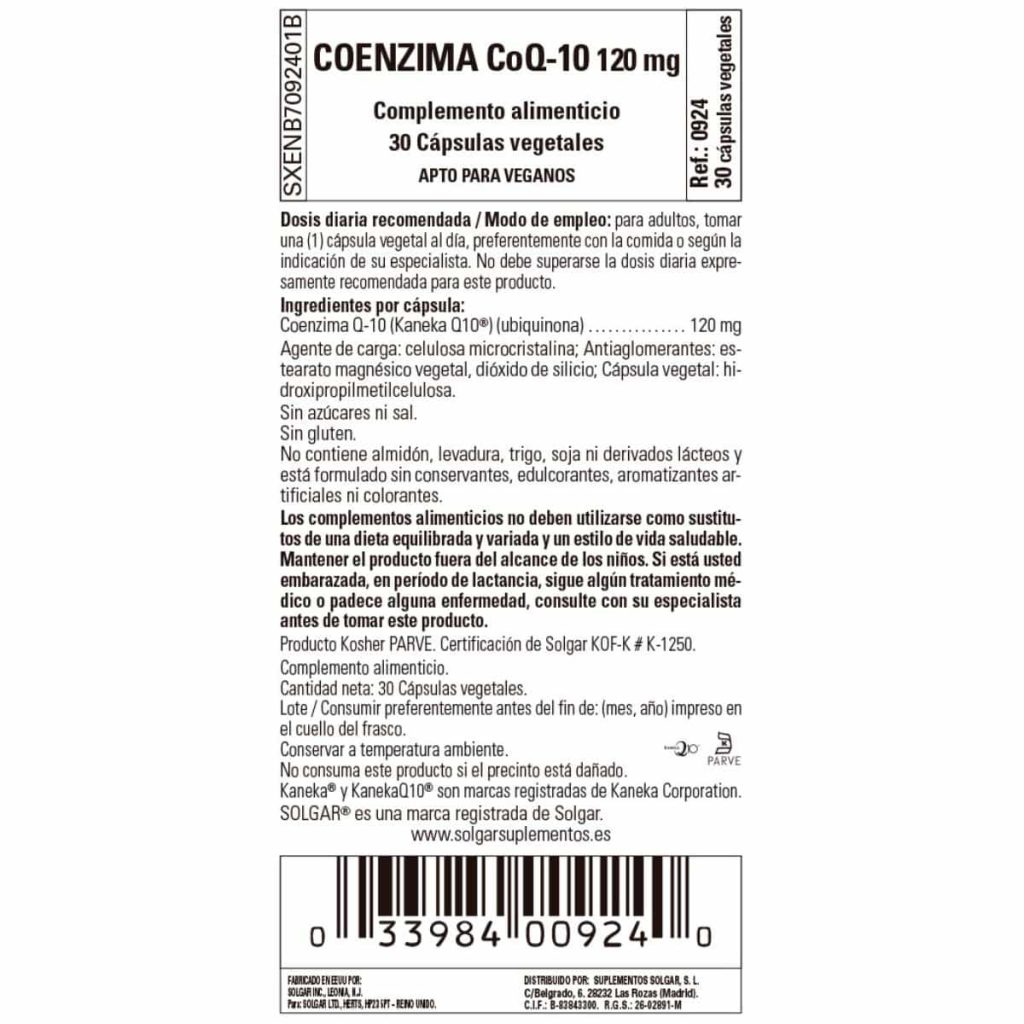 Coenzima Q10 120 mg - 30 Cápsulas Veganas detalle 1