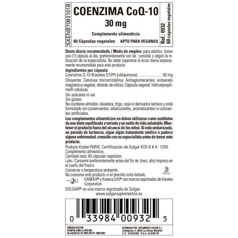 Coenzima Q10 30 mg – 60 Cápsulas Veganas