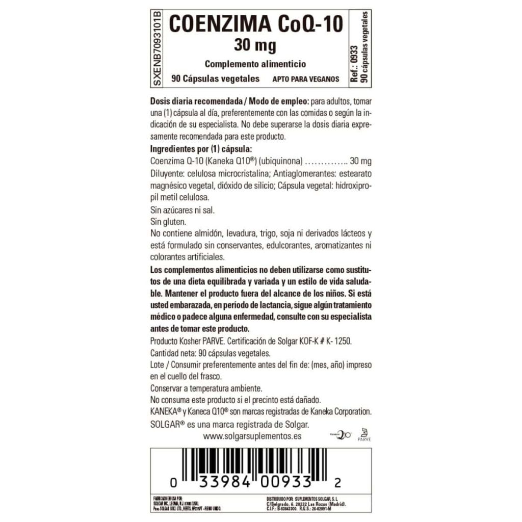 Coenzima Q10 30 mg - 90 Cápsulas Veganas detalle 1