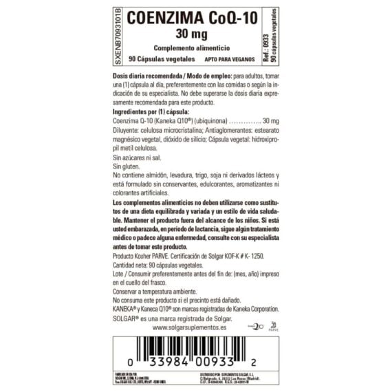Coenzima Q10 30 mg - 90 Cápsulas Veganas