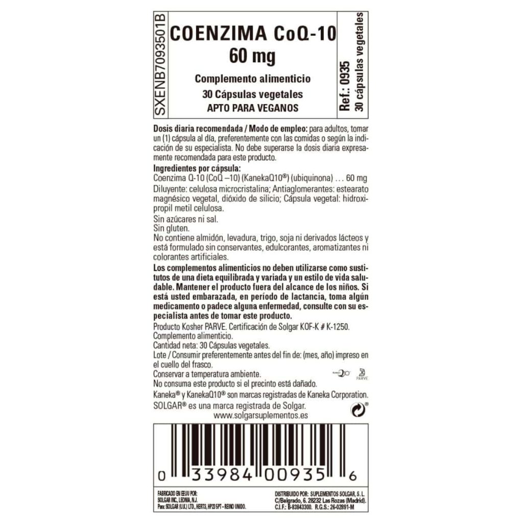 Coenzima Q10 60 mg - 30 Cápsulas Veganas detalle 1