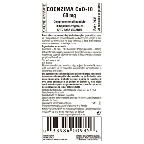 Coenzima Q10 60 mg - 30 Cápsulas Veganas