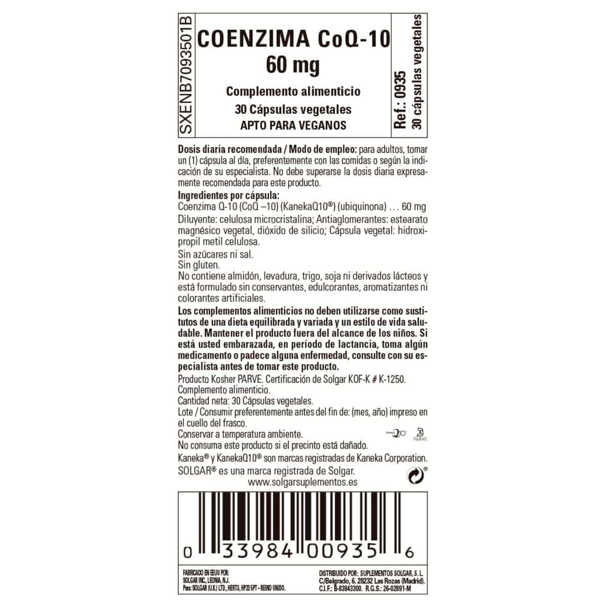 Coenzima Q10 60 mg – 30 Cápsulas Veganas