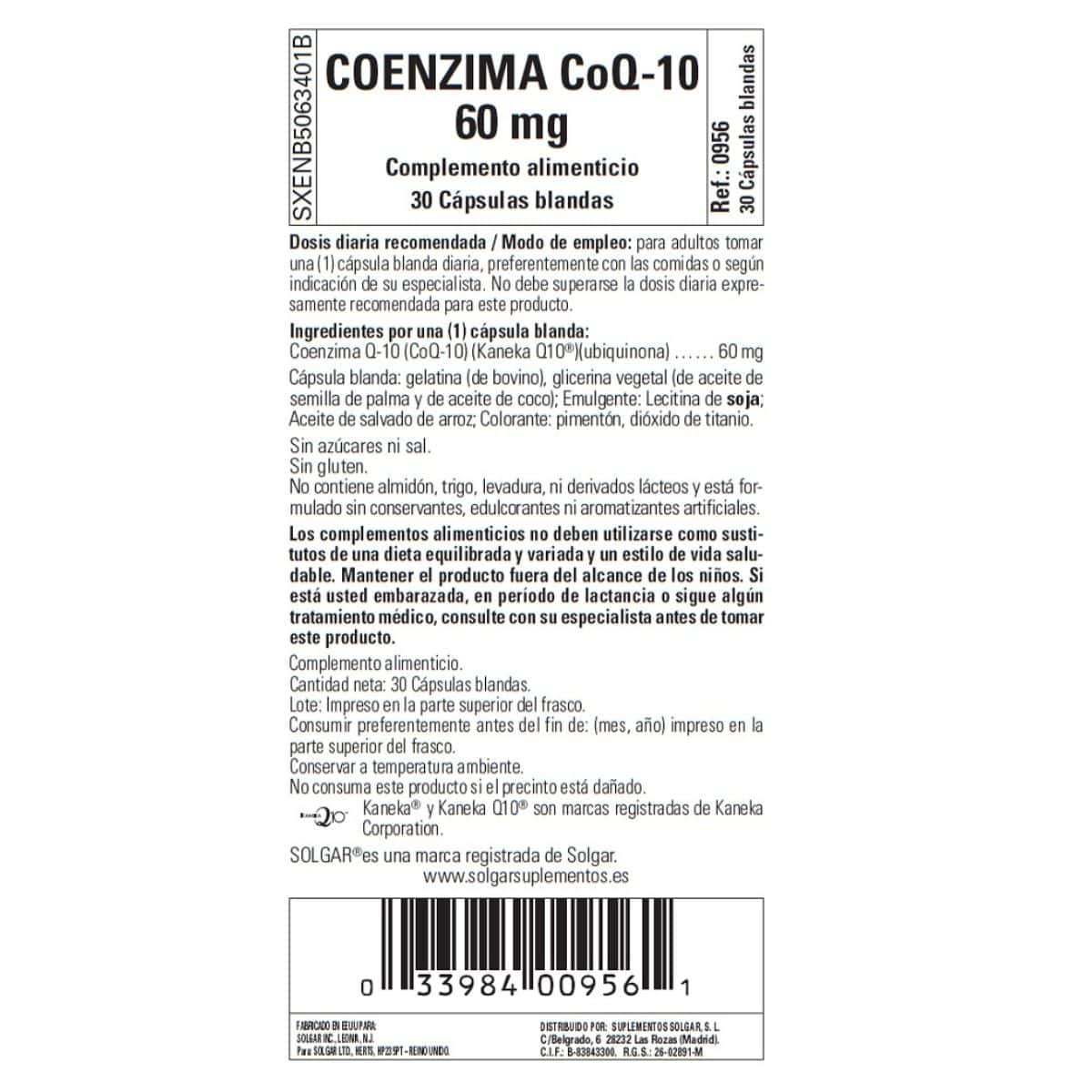 Coenzima Q10 60 mg en Aceite – 30 Cápsulas Blandas
