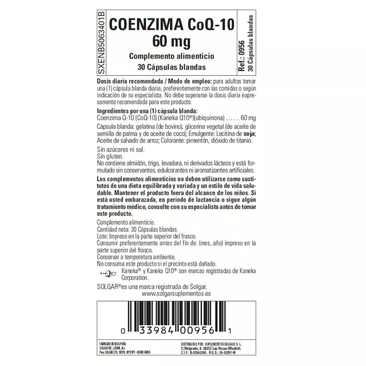 Coenzima Q10 60 mg en Aceite – 30 Cápsulas Blandas