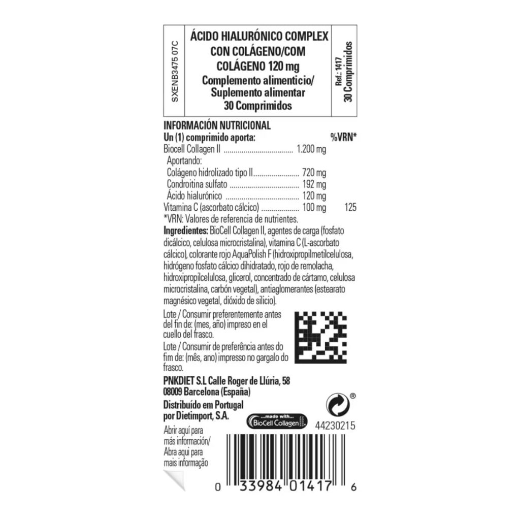 Colageno Acido Hialuronico Complex 120 mg - 30 Comprimidos