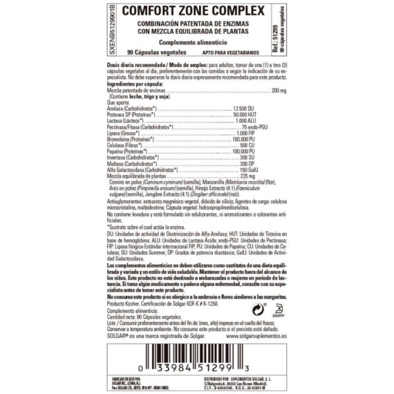 Confort Zone Digestive Complex - 90 Cápsulas Veganas