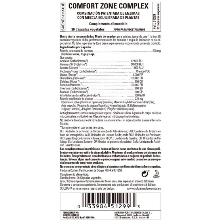 Confort Zone Digestive Complex – 90 Cápsulas Veganas