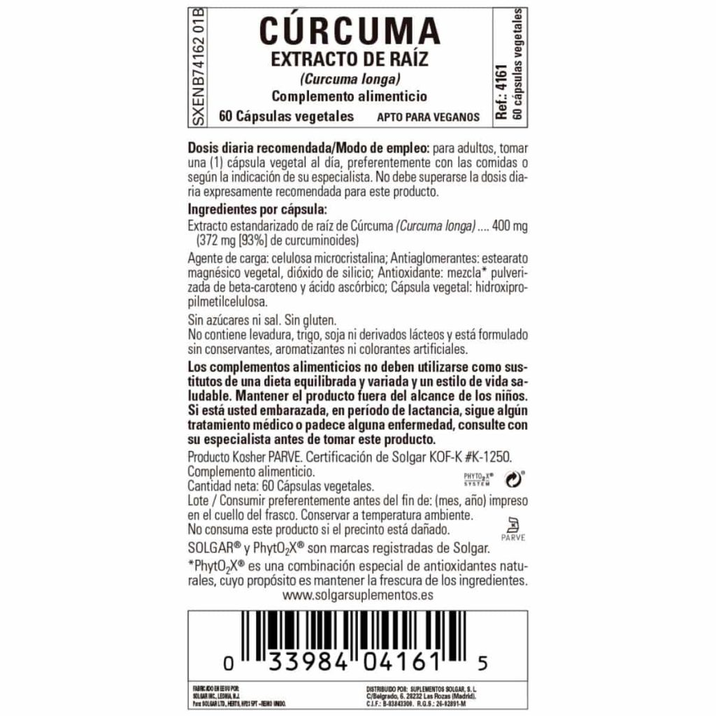 Cúrcuma - Raíz - 60 Cápsulas Veganas detalle 1