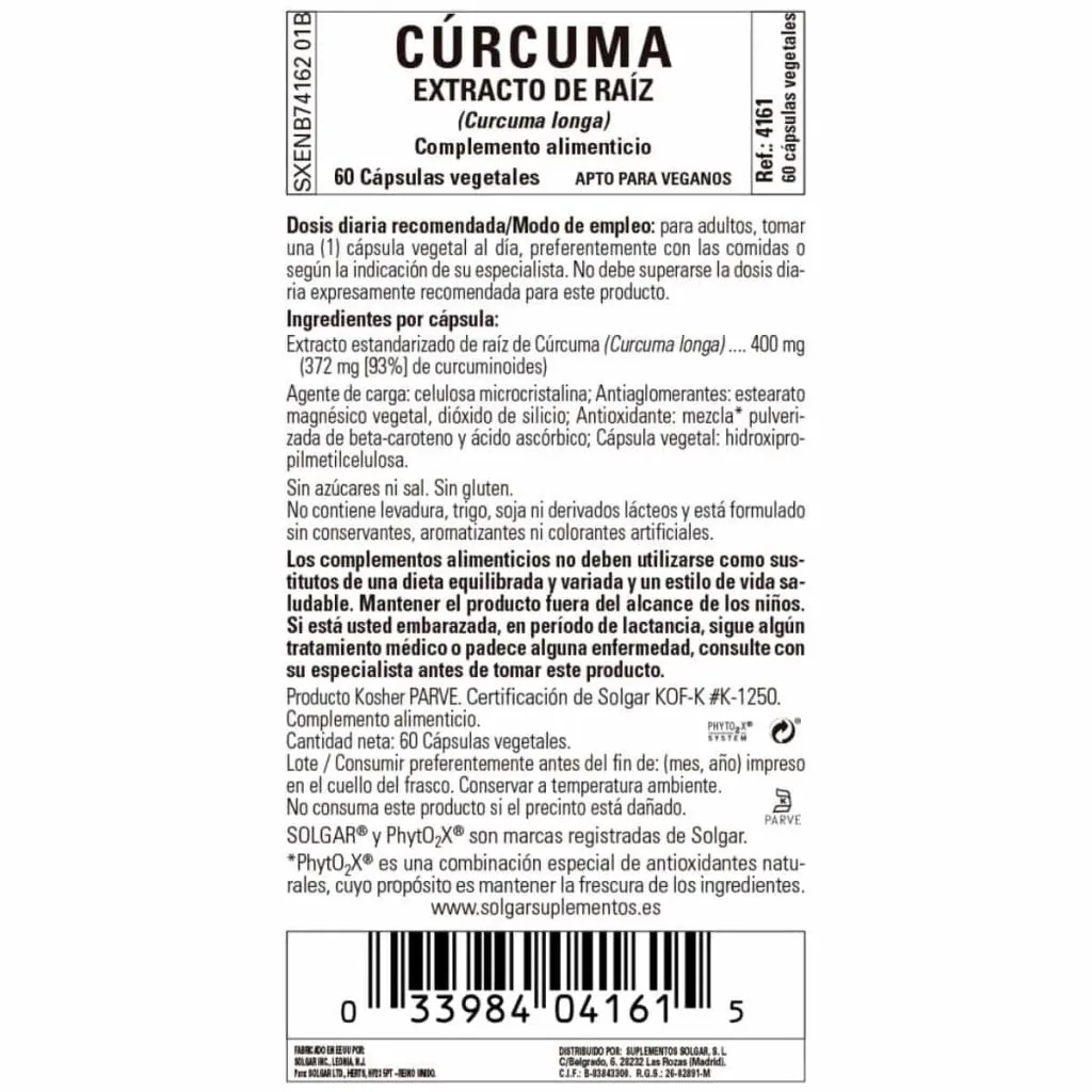 Cúrcuma - Raíz - 60 Cápsulas Veganas detalle 1