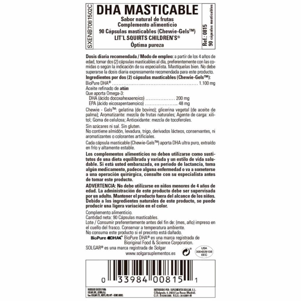 DHA BioPure masticable - 90 Cápsulas Masticables detalle 1