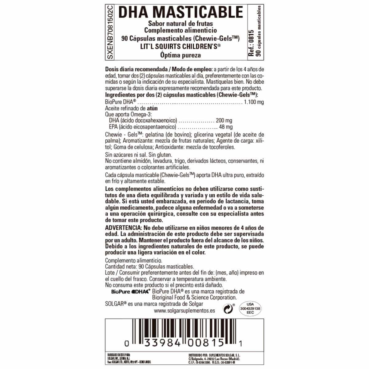 DHA BioPure masticable – 90 Cápsulas Masticables