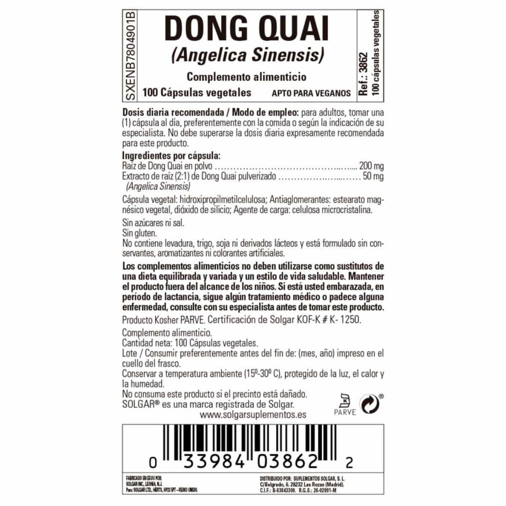 Dong Quai - 100 Cápsulas Veganas detalle 1