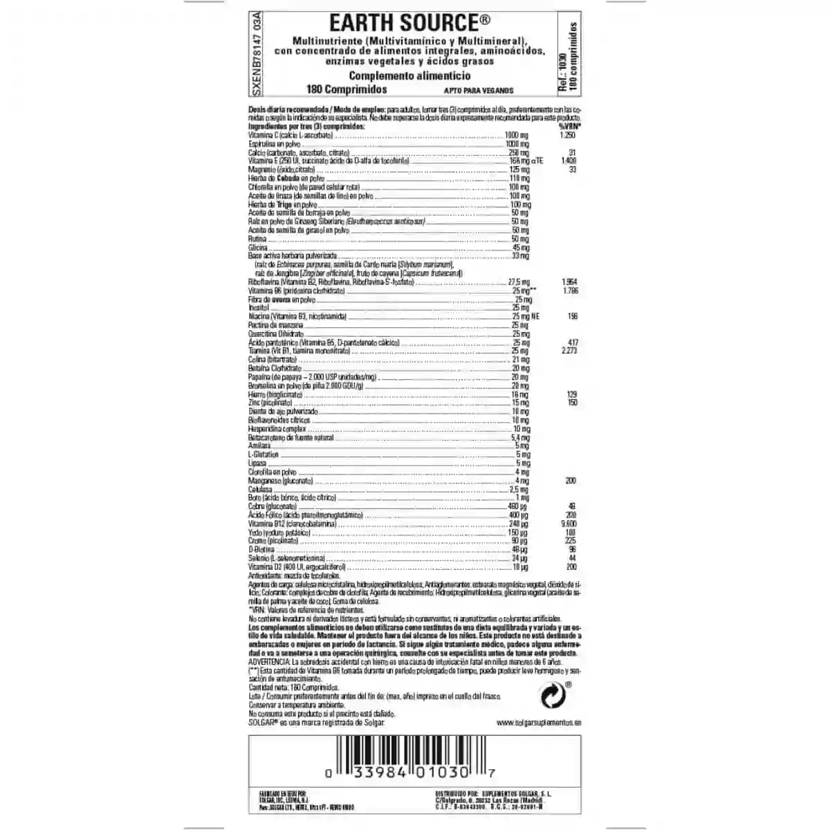 Earth Source – 180 Comprimidos