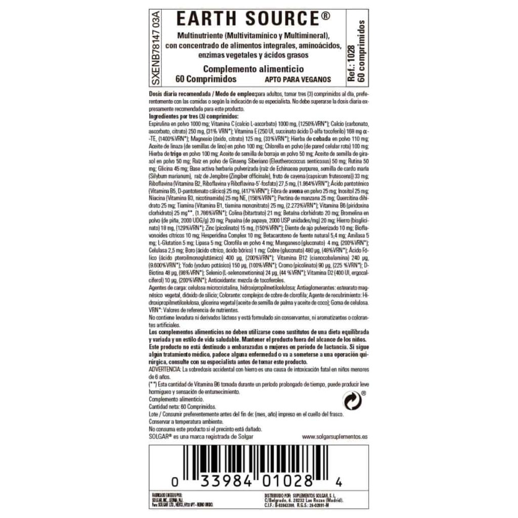 Earth Source - 60 Comprimidos detalle 1