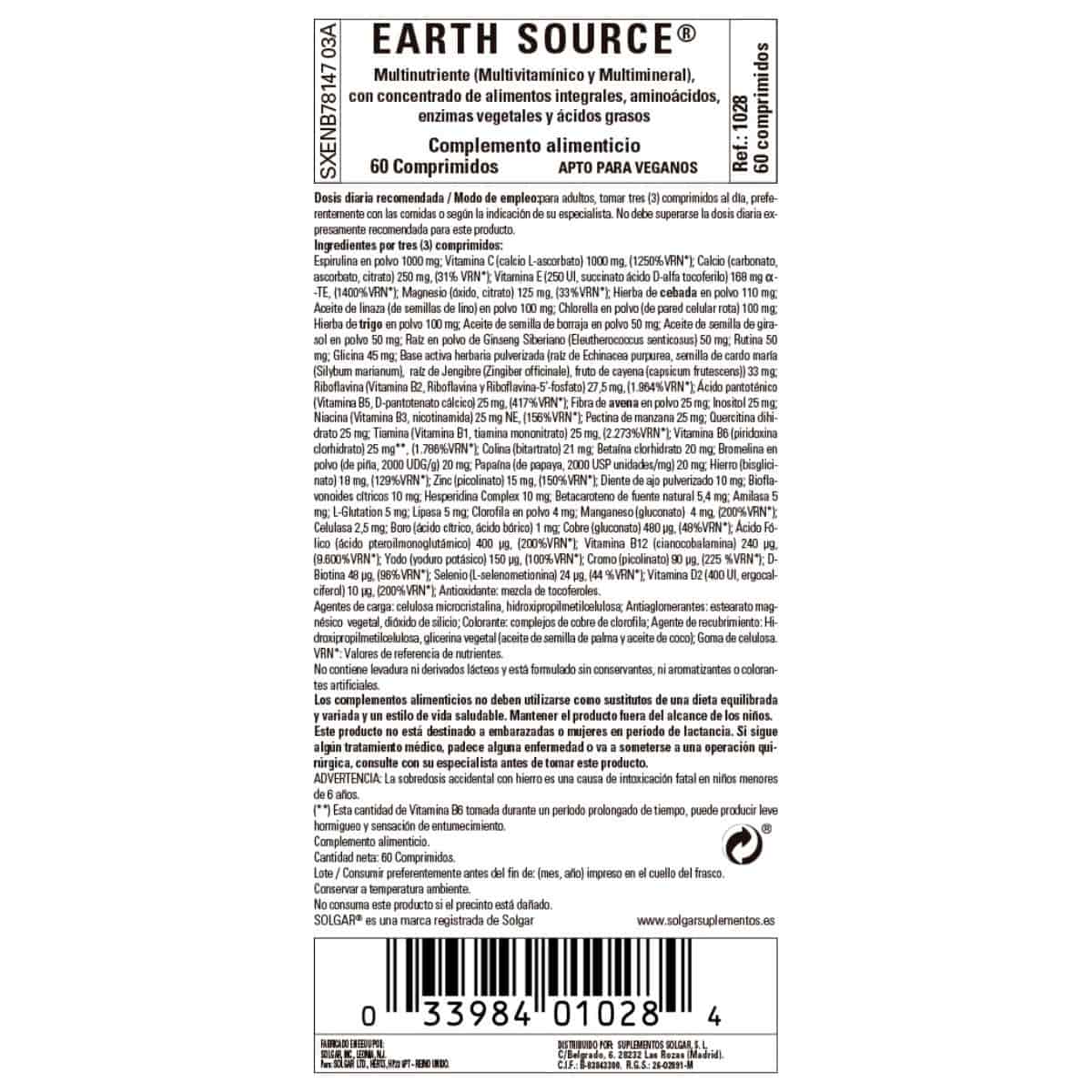 Earth Source – 60 Comprimidos