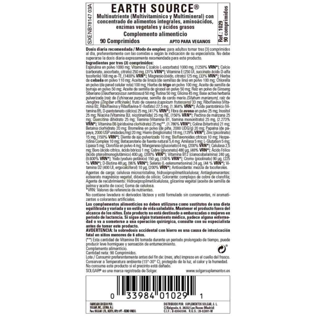 Earth Source - 90 Comprimidos detalle 1