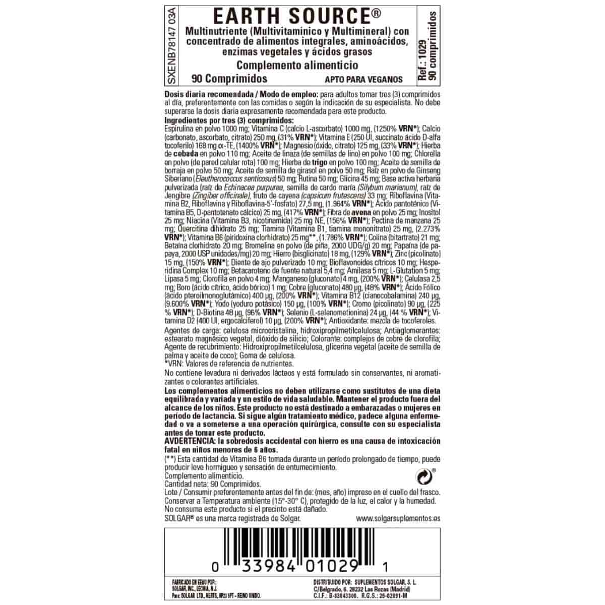 Earth Source – 90 Comprimidos