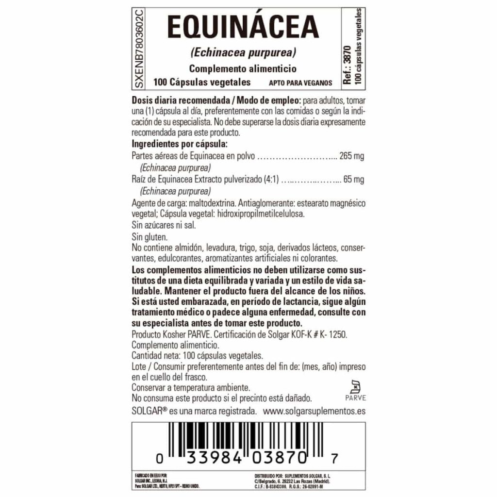 Equinácea - 100 Cápsulas Veganas detalle 1