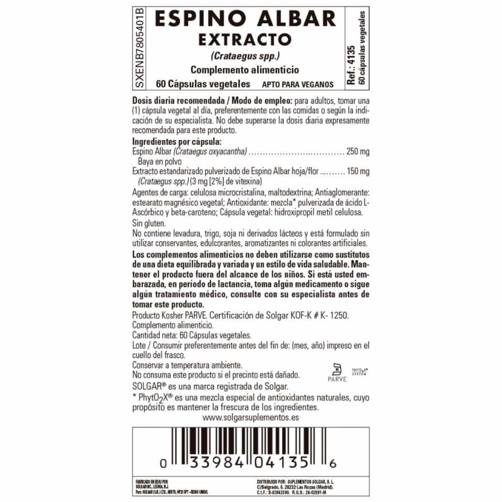 Espino Albar -Baya- 60 Cápsulas Veganas detalle 1