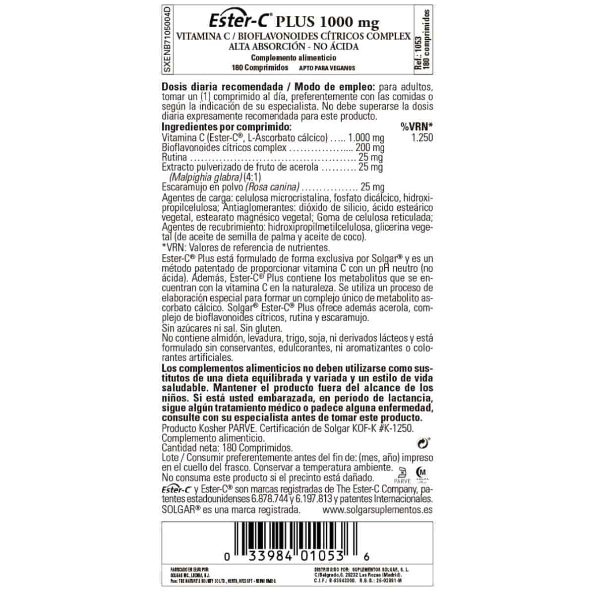 Ester C Plus 1000 mg – 180 Comprimidos