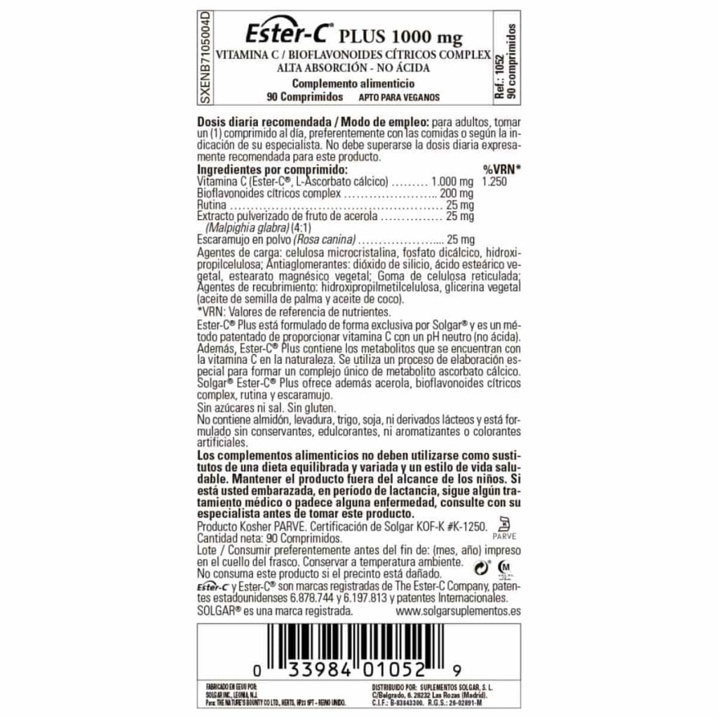 Ester C Plus 1000 mg - 90 Comprimidos detalle 1