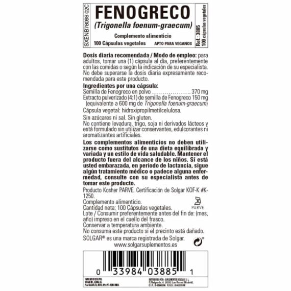 Fenogreco 520 mg - 100 Cápsulas Veganas