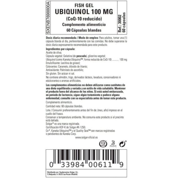 Gel de Pescado Ubiquinol 100 mg - 60 Cápsulas Blandas