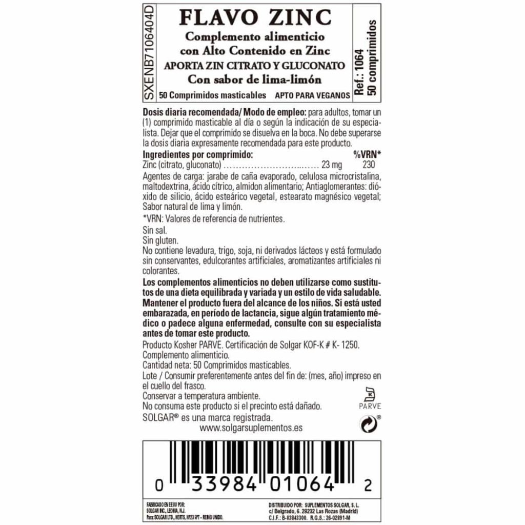 Flavo Zinc - 50 Comprimidos Masticables detalle 1
