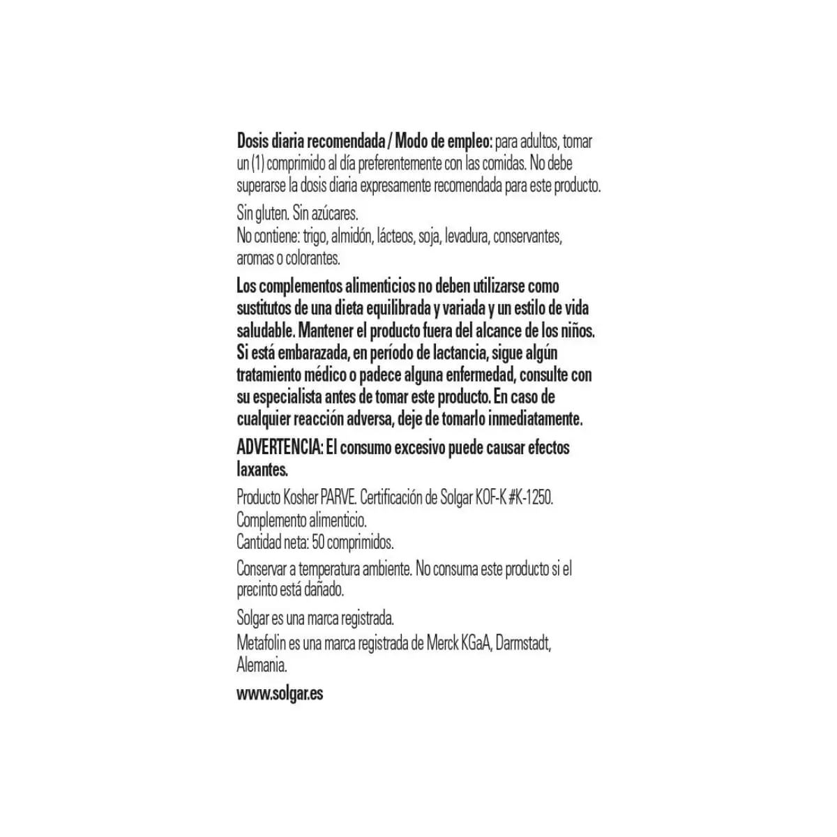 Folato – Metafolin 400 mcg – 50 Comprimidos