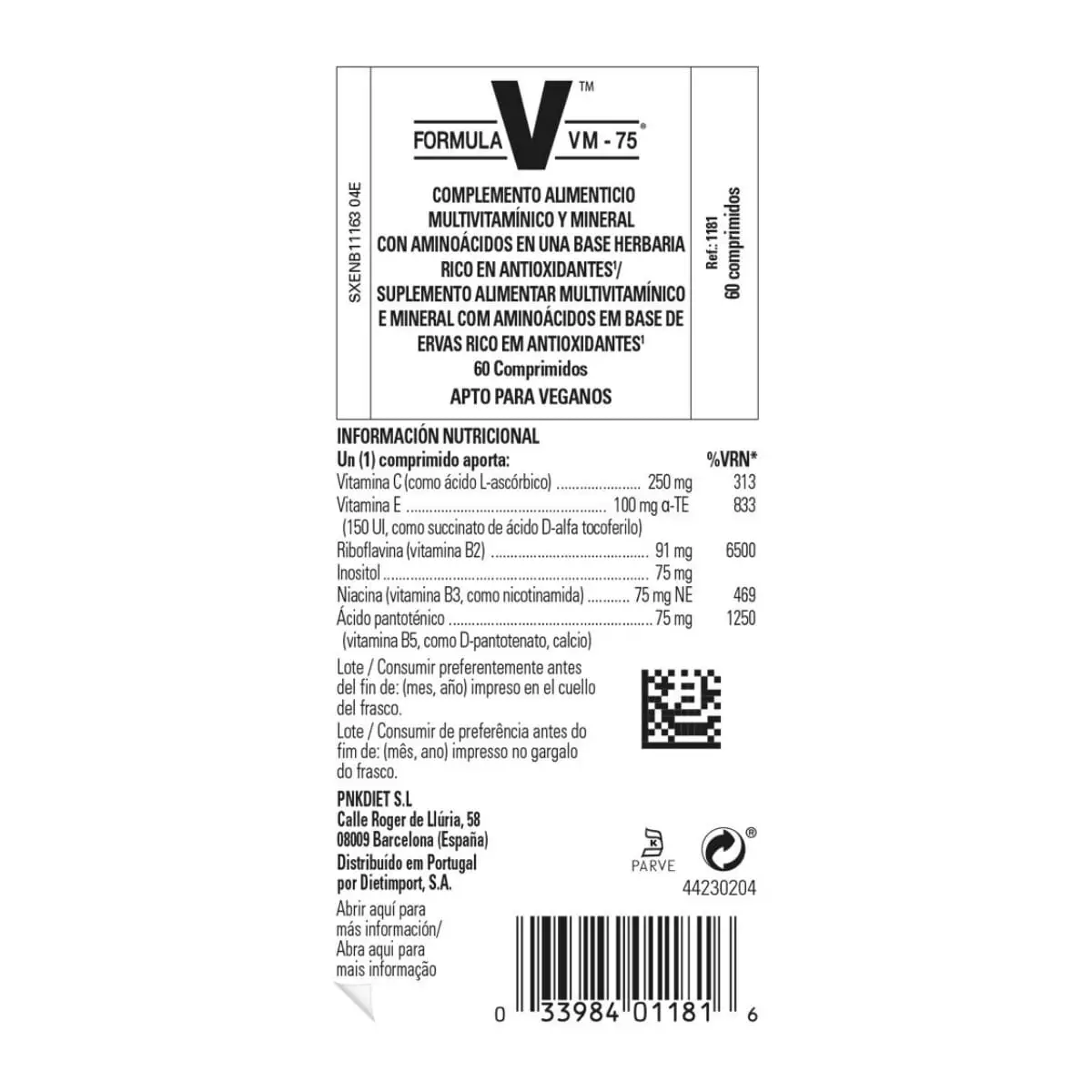 Formula VM 75 – Uno al Dia – 60 Comprimidos