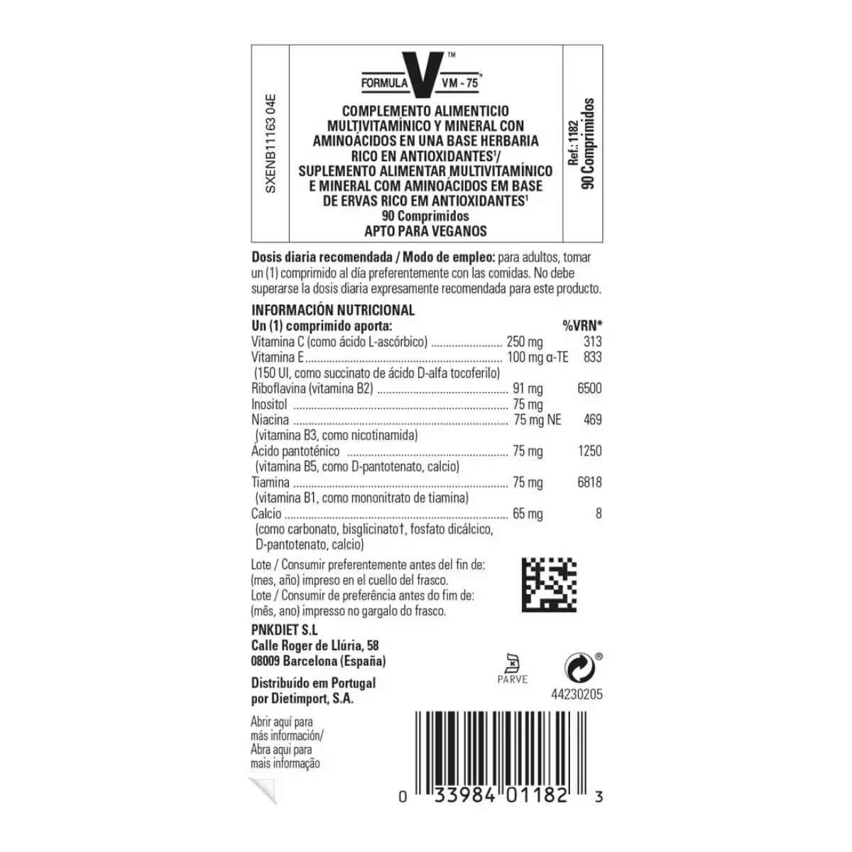 Formula VM 75 – Uno al Dia – 90 Comprimidos