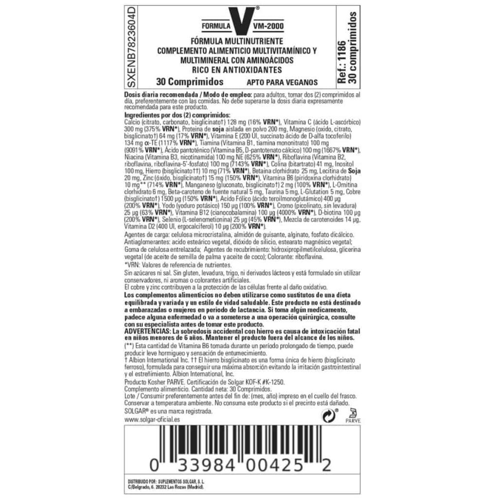 Fórmula VM-2000 - 30 Comprimidos detalle 1