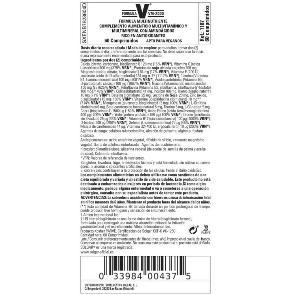 Fórmula VM-2000 - 60 Comprimidos detalle 1