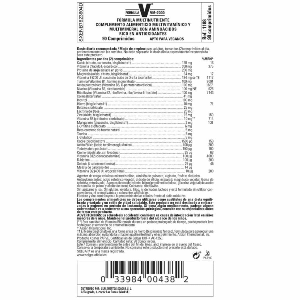 Fórmula VM-2000 - 90 Comprimidos detalle 1