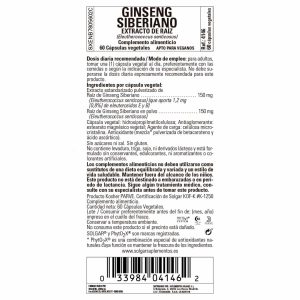 Ginseng Siberiano Raíz – 60 Cápsulas Veganas