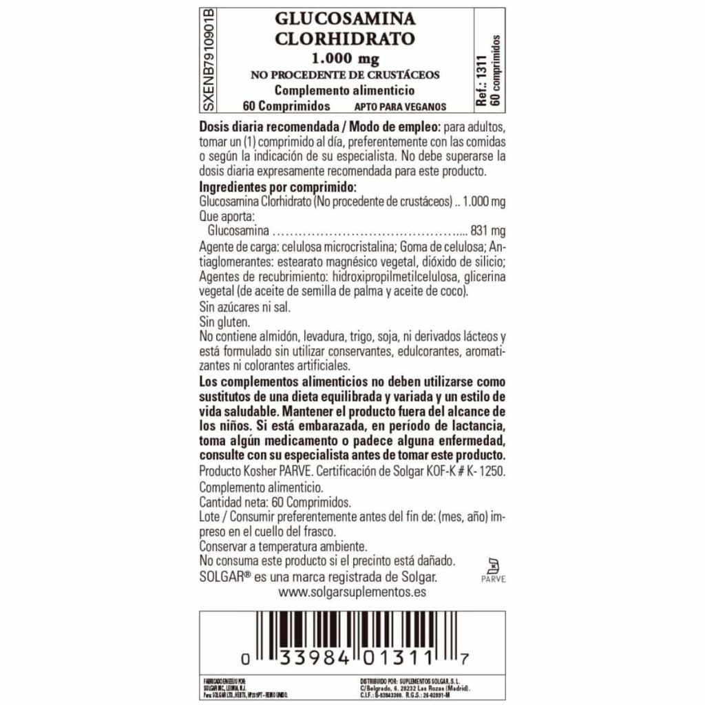 Glucosamina Clorhidrato 1000 mg - 60 Comprmidos detalle 1