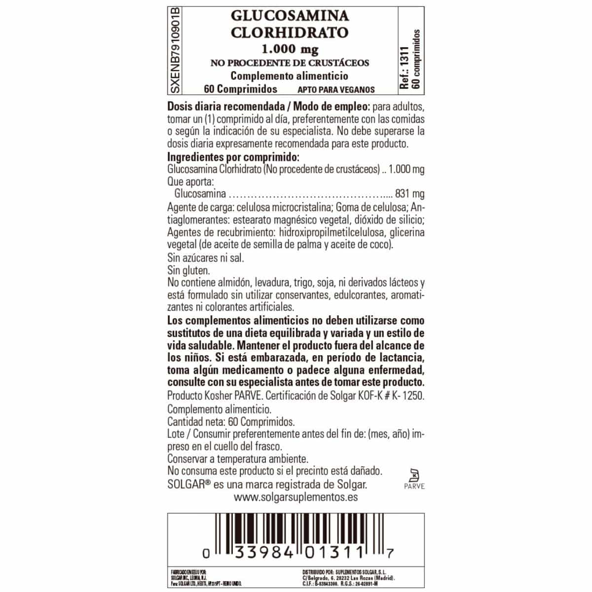 Glucosamina Clorhidrato 1000 mg – 60 Comprmidos