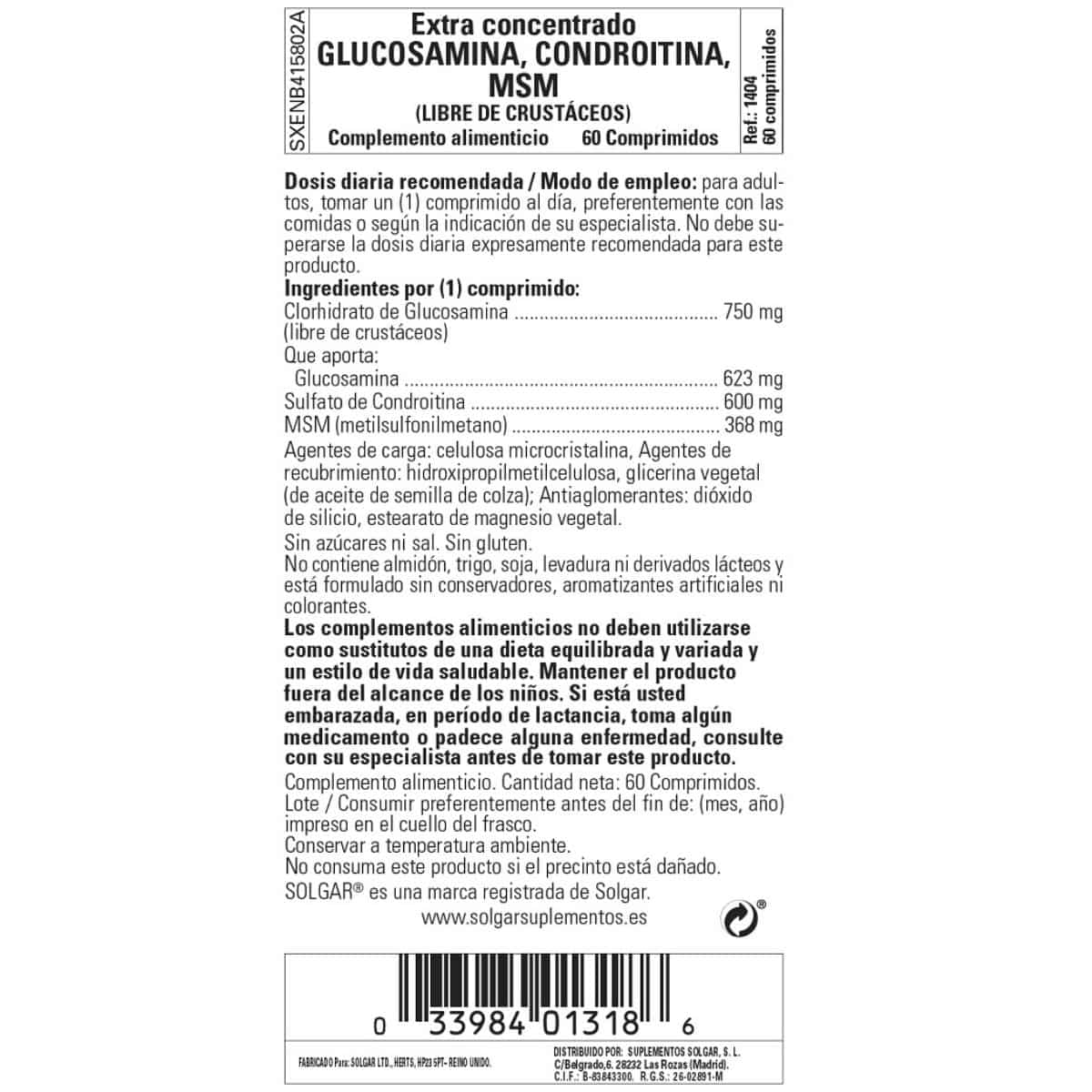 Glucosamina Condroitina MSM Concentrado – 60 Comprimidos