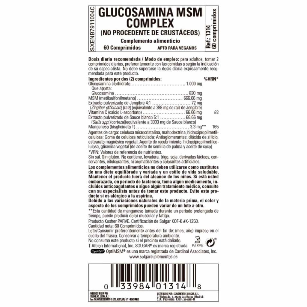 Glucosamina MSM Complex - 60 Comprimidos detalle 1