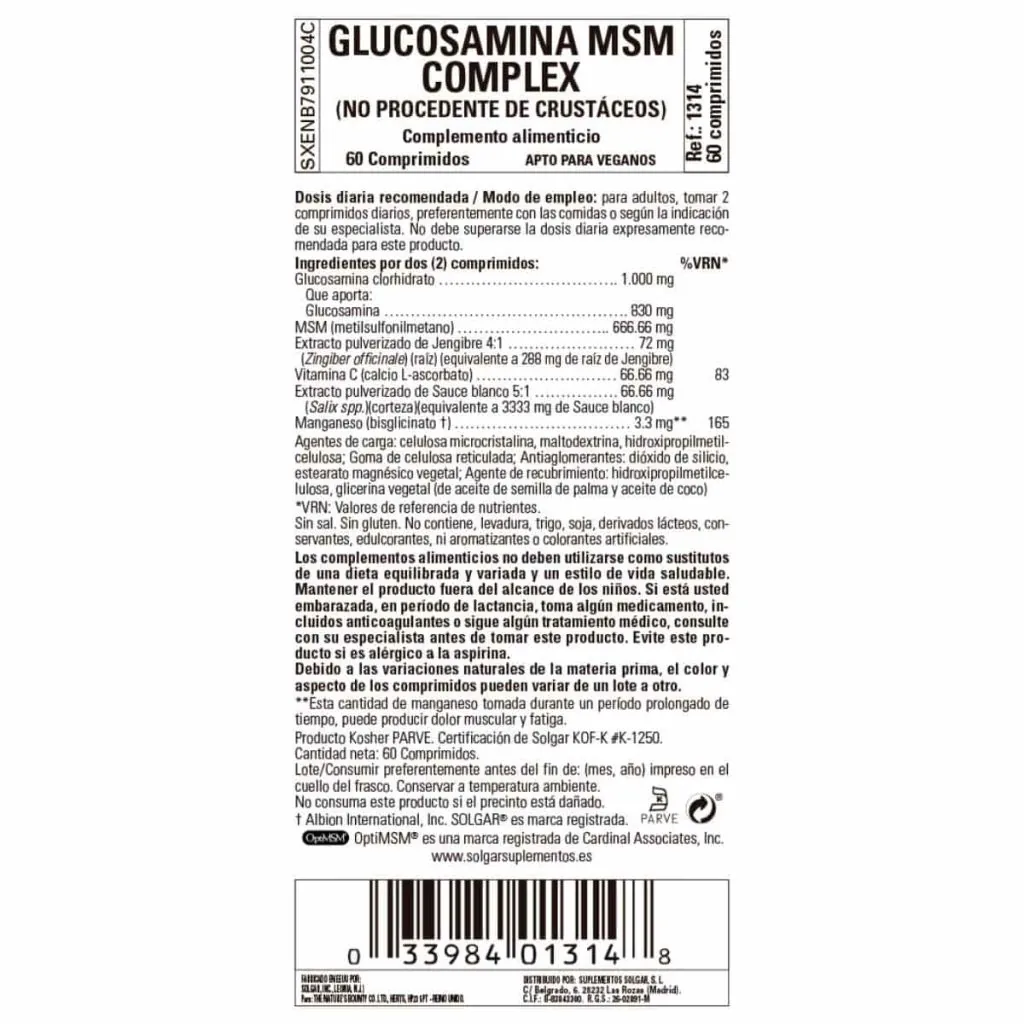 Glucosamina MSM Complex - 60 Comprimidos detalle 1