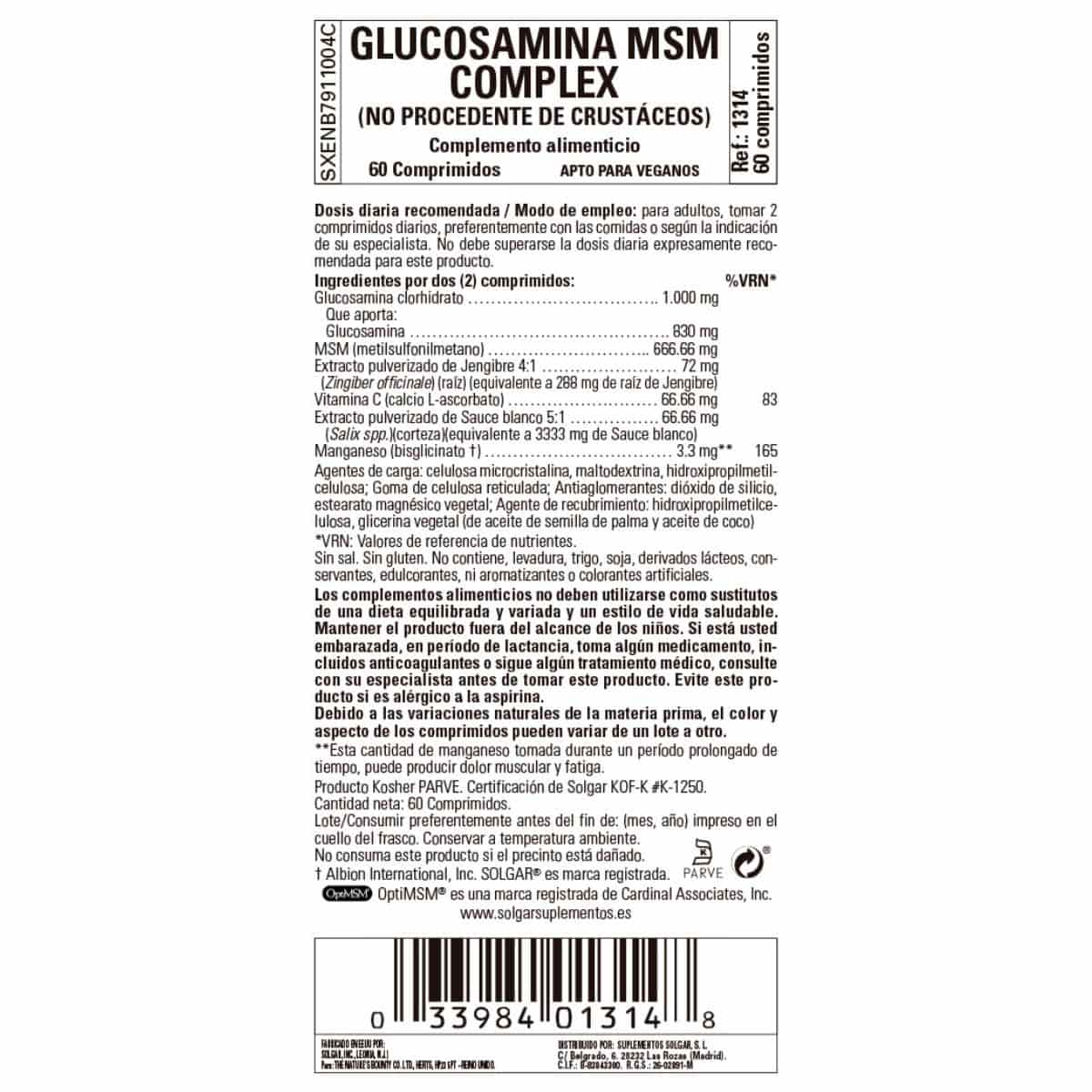 Glucosamina MSM Complex – 60 Comprimidos