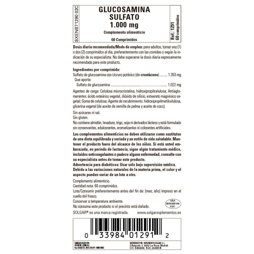 Glucosamina Sulfato 1000 mg - 60 Comprimidos detalle 1