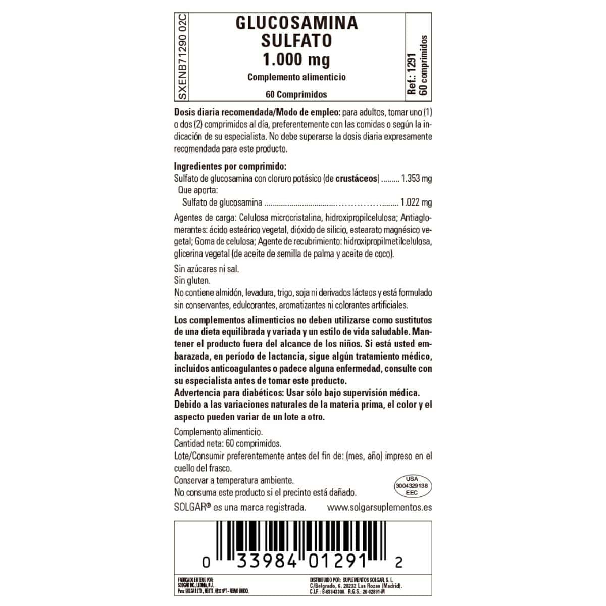 Glucosamina Sulfato 1000 mg  – 60 Comprimidos