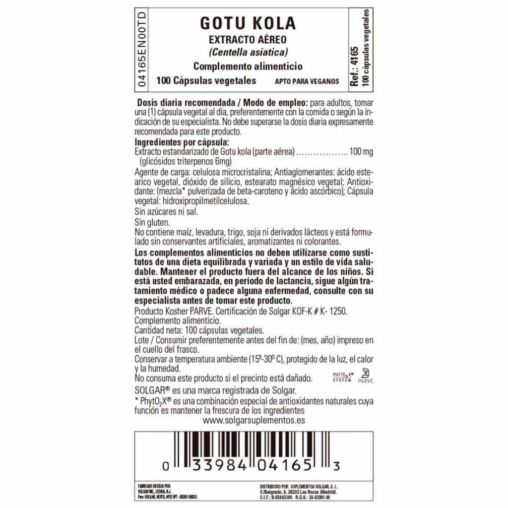 Gotu Kola SFP - Centella Asiática - 100 Cápsulas Veganas detalle 1